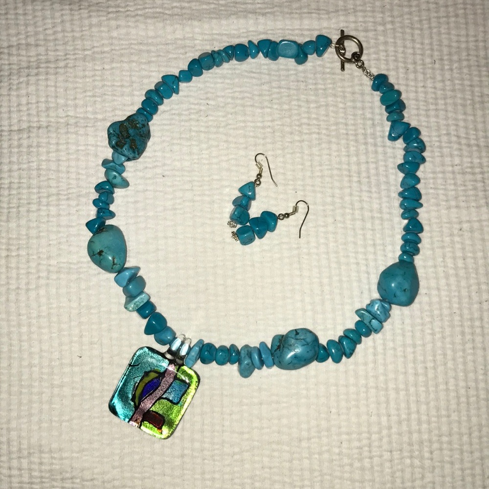 Turquoise necklace and earrings set